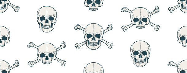 Seamless pattern with skull. isolated on white background