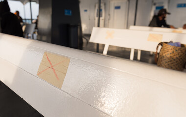 Social distancing concept where it is impossible to sit to maintain safety distance during the ...
