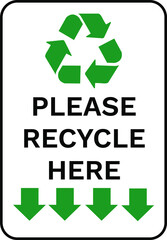 Please recycle here vector sign