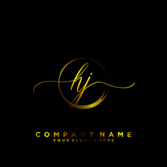 HJ Initial handwriting logo vector