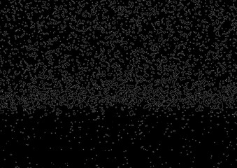 Silver dust confetti scatter spots with stars falling celebration decoration holiday party concept on black space abstract background