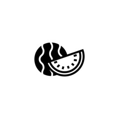 Watermelon vector icon in black solid flat design icon isolated on white background