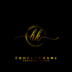 HK Initial handwriting logo vector