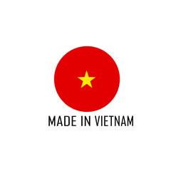 Made in Vietnam. Composition with vietnam flag for badge, label, pin. Simple Circle Design - vector