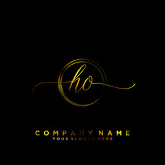 HO Initial handwriting logo vector