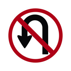 no return to left sign, no u-turn to left, traffic sign vector