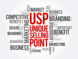 USP - Unique Selling Point word cloud, business concept background