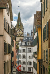 Fototapeta na wymiar Street in Zurich city center, Switzerland