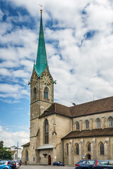 Fototapeta na wymiar Fraumunster Church in Zurich, Switzerland