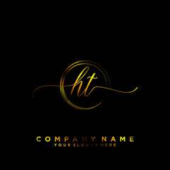HT Initial handwriting logo vector