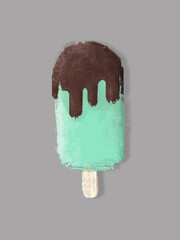 Mint popsicle with chocolate
