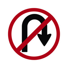 no return to right sign, no u-turn to right, traffic sign vector