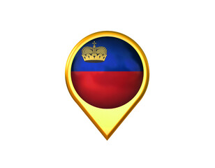 Liechtenstein flag location marker icon. Isolated on white background. 3D illustration, 3D rendering
