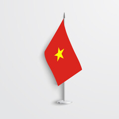 Vietnam table flag isolated on grey background. Vietnam desk flag on grey background.
