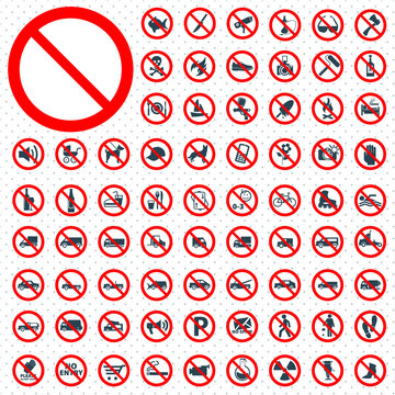 set of prohibition sign