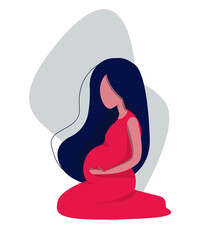 Pregnant woman. Pregnancy. A woman is expecting a child. Vector illustration. Flat illustration.