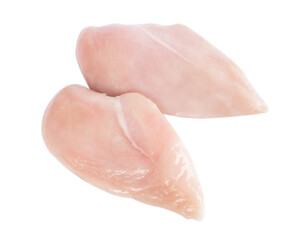 Raw chicken breast isolated on white background, ingredient for make cooking