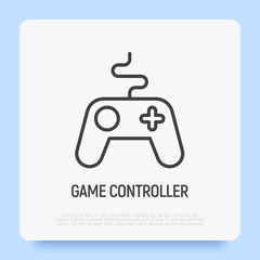 Game controller thin line icon. Video game symbol. Leisure activity. Vector illustration.