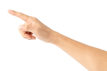 man hand pointing. Isolated on white background clipping path