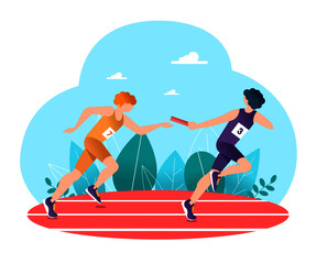Relay race. Athletics vector