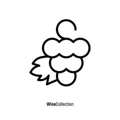 Logotype for wine and wine making. bunch of grapes with leaf. Thin line icon. Vector illustration.