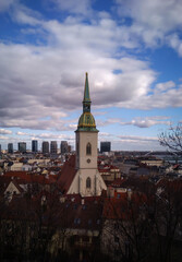 Gothic/Romanesque St. Martin's Cathedral in Bratislava old town, Slovakia. Catholic Church.