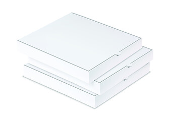 Vector realistic blank white paper pizza box