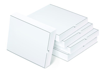 Vector realistic blank white paper pizza box
