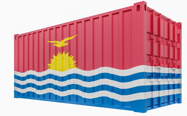 3D Illustration of Cargo Container with Kiribati Flag