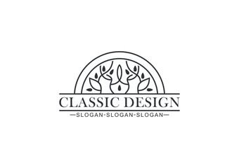 Fototapeta na wymiar Logo design of classic plant ornaments