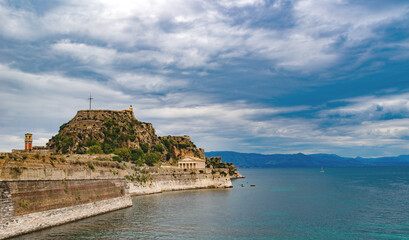Fototapeta na wymiar Rocky beach on Corfu island, Greece.