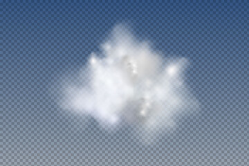 Realistic  isolated and  transparent  clouds,fog or smoke  on a blue background.Graphic element vector. Vector design shape for logo, web and print.