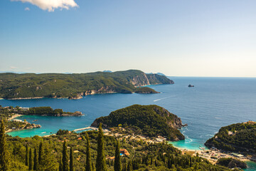 Kerkyra Corfu landscape of Ioniann sea.