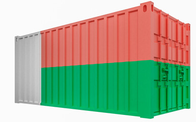 3D Illustration of Cargo Container with Madagascar Flag