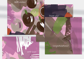 Card Layout with Brown Plums on Purple