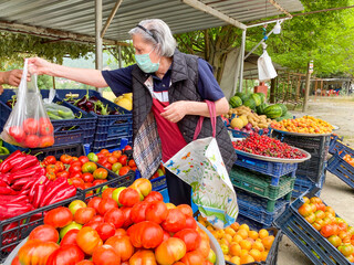 Organic fruits and vegetables in local organic farmers market.