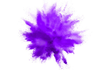 Abstract purple powder on white background. holi festival.