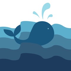 A whale is swimming. It's more sad than in the past.It tries to find love.Finally, ran aground