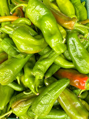 Organic fruits and vegetables in local organic farmers market. Fresh green pepper.