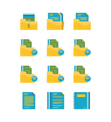 folder icons set. Flat icons design. vector