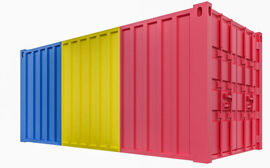 Fototapeta premium 3D Illustration of Cargo Container with Romania Flag
