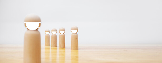 corporate team wearing protective mask preventing virus infection. wood people at work and social distancing concept