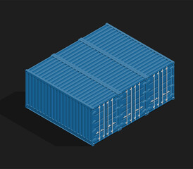 3D Isometric shipping cargo three 20 ft container with closed doors. Large metal containers for transportation. Delivery of cargo shipping. illustration