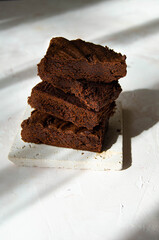 chocolate brownie on a white background, chocolate cupcake