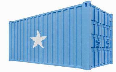 3D Illustration of Cargo Container with Somalia Flag