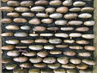 A chair made from small stones