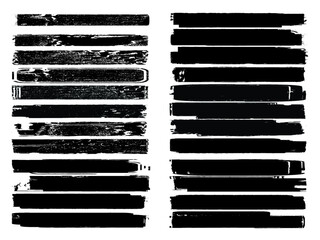 Grunge Paint Roller . Vector brush Stroke . Distressed banner . Black stripes isolated. paintbrush collection . Modern Textured shape . Dry border in Black . Bulge lines