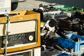 Flea market - old stuff: radios, tv's and other things. 