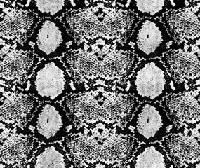 Snake skin seamless pattern. Imitation of watercolor drawing. Black and white pattern.