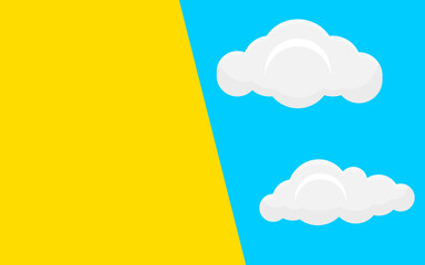 Vector illustration of fluffy clouds floating on blue sky. Background with empty space for text or object.